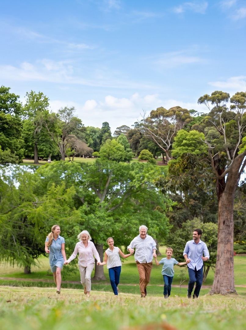A multigenerational family enjoying time outdoors